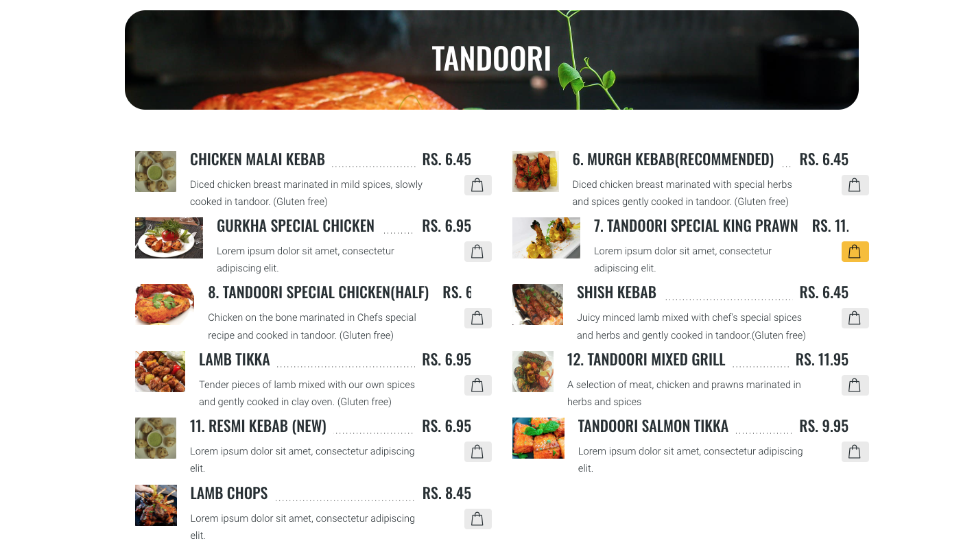 Kiosk Menu